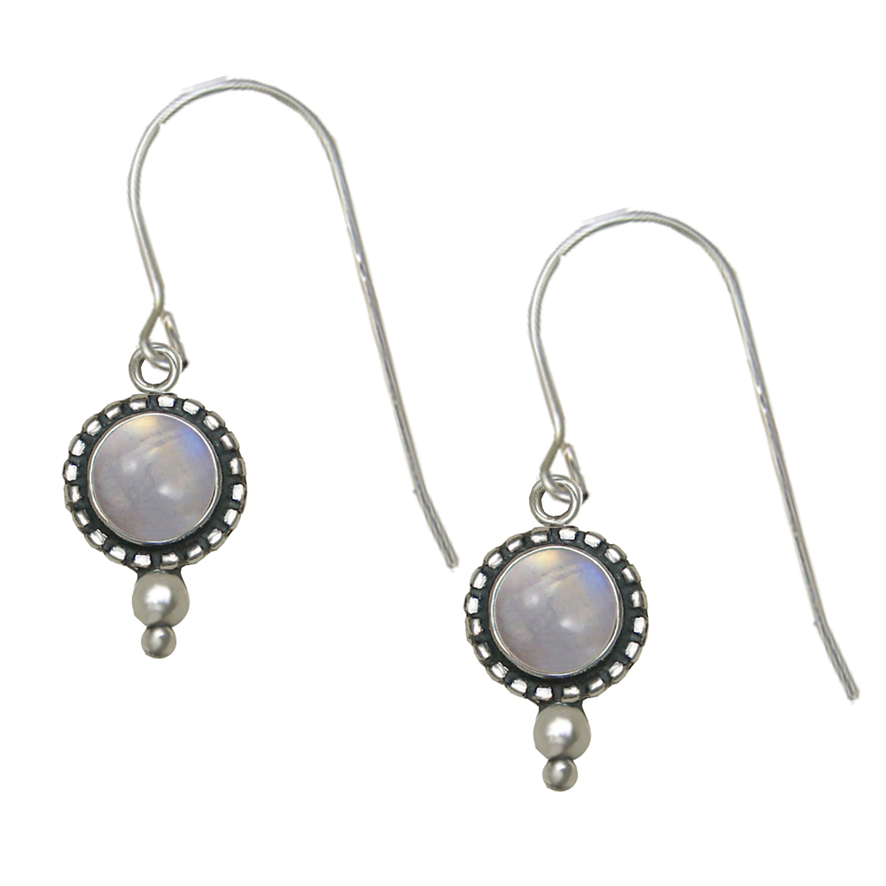 Sterling Silver Rainbow Moonstone Gemstone Drop Dangle Earrings